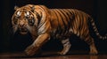 Bengal Tiger Breakdancing In Dark Room: Stunning 8k Photography