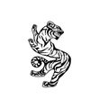 Tiger tattoo black and white profile silhouette for emblem, logo, 2022 New YearÃ¢â¬â¢s greeting card material