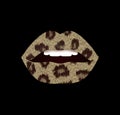 Tiger texture lips illustration for girl shirt print design