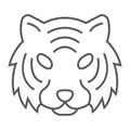 Tiger thin line icon, animal and zoo, cat sign Royalty Free Stock Photo