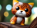 tiger with a toy on a wooden background, AI Generated Royalty Free Stock Photo