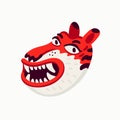 Tiger vector head, cartoon tiger funny face on white background. Royalty Free Stock Photo