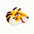 Tiger vector head, cartoon tiger funny face on white background. Royalty Free Stock Photo