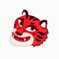 Tiger vector head, cartoon tiger funny face on white background. Royalty Free Stock Photo