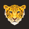 Tiger vector illustration in polygonal style. Tiger face for printing on t-shirts.