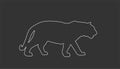 Tiger vector line contour illustration isolated on black background.