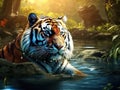 Tiger on water  Made With Generative AI illustration Royalty Free Stock Photo
