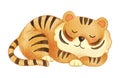 Tiger . Watercolor paint design . Cute animal cartoon character . Sleep position . Vector Royalty Free Stock Photo
