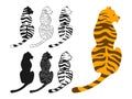 Tiger wild animal cartoon style set African striped symbol line doodle silhouette character icon Royalty Free Stock Photo