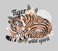 Tiger wild spirit. Slogan and design for t shirt