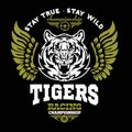 Tiger and Wings - logo graphic design. logo, Sticker, label, arm, motor sport.