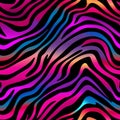 Tiger or zebra fur repeating texture.Jungle animal skin stripes. Seamless bright neon colorful pattern Royalty Free Stock Photo
