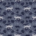 Tigers on a background of tropical leaves. Seamless pattern Royalty Free Stock Photo