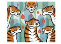 Tigers Blowing Fire Vector Art Illustration