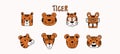 Tigers cartoon icons set. Chinese New Year.