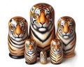 Tigers in the form of matryoshka dolls