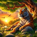 the tiger broods Royalty Free Stock Photo