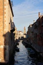 Tight Canal in Venice, Bridges crossing water in Venice Royalty Free Stock Photo