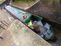 Narrowboat entering narrow lock Royalty Free Stock Photo