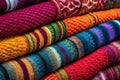 tight shot of colorful knitted textures and patterns