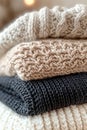 A tight shot of a heap of blankets in different colors Royalty Free Stock Photo