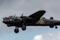 Tight shot of a Lancaster bomber from the side