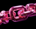 A tight shot of a pink lock linked with a chain, against a dark setting Royalty Free Stock Photo