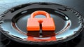 A tight shot of a secure lock, symbolizing the safeguarding of data and cybersecurity