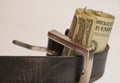 Tighten your belt around your money Royalty Free Stock Photo