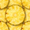 Tightly Packed Overlapping Arrangement of Pineapple Slices Royalty Free Stock Photo