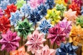 tightly packed row of colorful pinwheels spinning