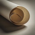 A tightly rolled piece of parchment. The paper has a smooth texture and an off-white, Royalty Free Stock Photo
