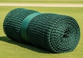 Rolled up green mesh netting material for gardening protection and containment solutions Royalty Free Stock Photo