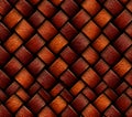 Woven texture of brown and tan leather strips creating a diagonal pattern across the entire frame area Royalty Free Stock Photo