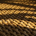 Tightly woven wicker surface in a diagonal pattern, featuring alternating light and dark Royalty Free Stock Photo