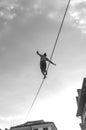 Tightrope walker b/w