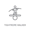 Tightrope walker linear icon. Modern outline Tightrope walker lo