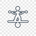 Tightrope walker man concept vector linear icon isolated on tran