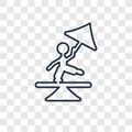 Tightrope walker man concept vector linear icon isolated on tran