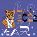 Tigress with new year design. Tigers family for your design. Save the Tigers. illustration Royalty Free Stock Photo