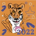 Tigress with new year design. Tigers family for your design. Save the Tigers. illustration Royalty Free Stock Photo