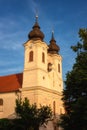 Tihany Abbey, the Benedictine monastery, architectural landmark over the Balaton lake, outdoor travel background, Hungary