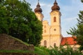 Tihany Abbey, the Benedictine monastery, architectural landmark over the Balaton lake, outdoor travel background, Hungary