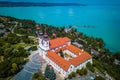 Tihany, Hungary - Aerial panoramic view of Tihany with the famous Benedictine Monastery of Tihany Tihany Abbey Royalty Free Stock Photo