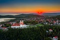 Tihany, Hungary - Aerial panoramic view of the famous Benedictine Monastery of Tihany Tihany Abbey, Tihanyi Apatsag Royalty Free Stock Photo