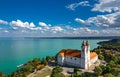 Tihany, Hungary - Aerial panoramic view of the famous Benedictine Monastery of Tihany, Lake Balaton Royalty Free Stock Photo