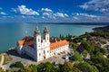 Tihany, Hungary - Aerial panoramic view of the famous Benedictine Monastery of Tihany, Lake Balaton Royalty Free Stock Photo