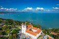 Tihany, Hungary - Aerial panoramic view of the famous Benedictine Monastery of Tihany, Lake Balaton Royalty Free Stock Photo