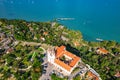 Tihany, Hungary - Aerial panoramic view of the famous Benedictine Monastery of Tihany, Lake Balaton Royalty Free Stock Photo