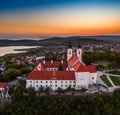 Tihany, Hungary - Aerial view of the famous Benedictine Monastery of Tihany Tihany Abbey, Tihanyi Apatsag